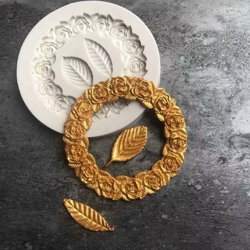 

NEW2022 Wreath Flower Silicone Mold Fondant Mold Cake Decorating Tools Chocolate Mold Bakery Accessories