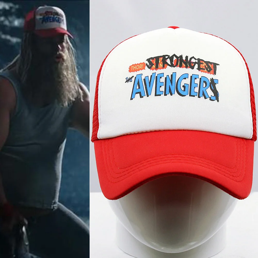 

The Strongest Avenger Baseball Cap Thor Love and Thunder Trucker Hat Print Red Hats Fathers Bone Dad Hats Adult Snapback
