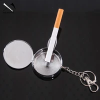 evil smoking new featured classic creative portable mini stainless steel ashtray with lid and keychain smoking accessories
