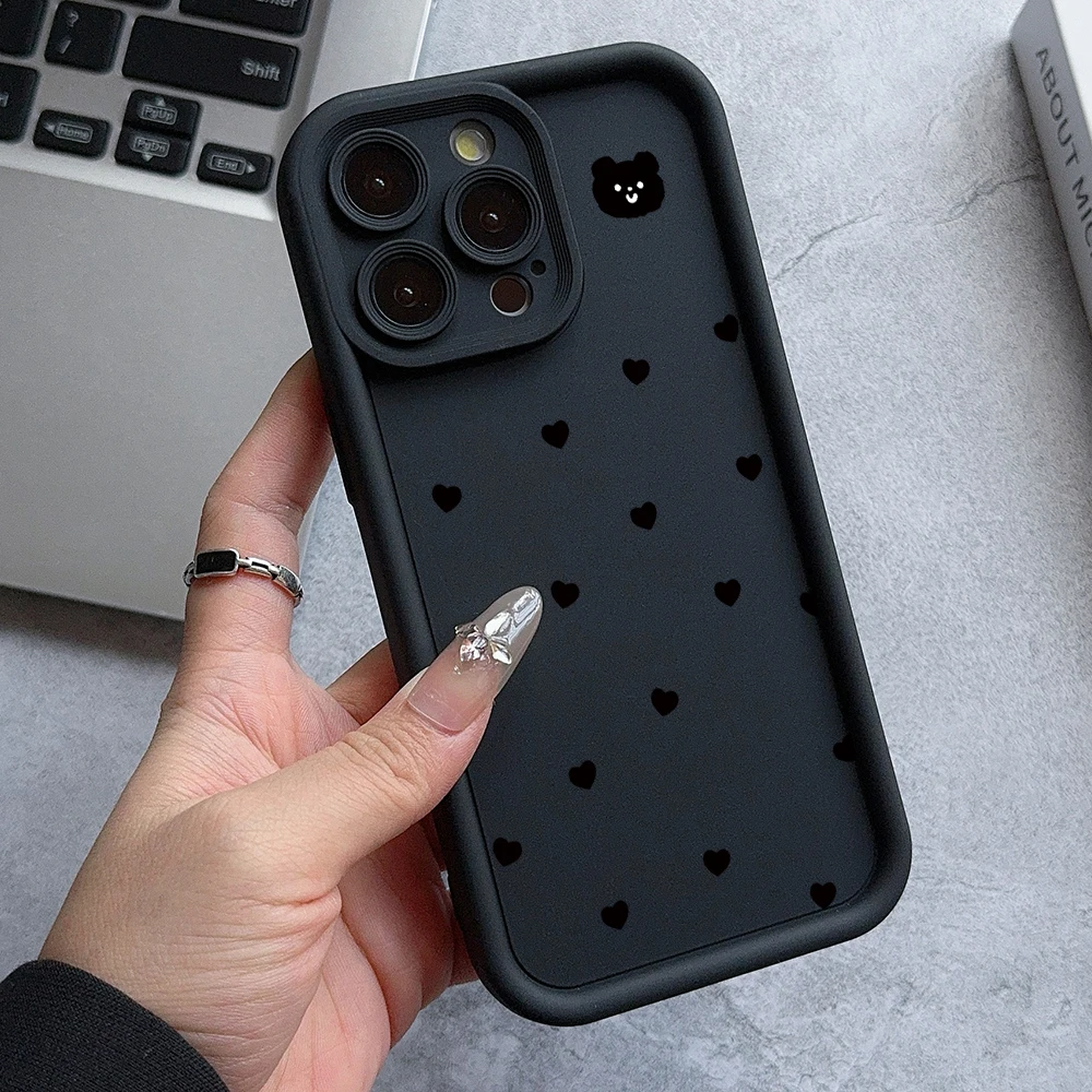 Черный чехол с сердечками для Oppo Realme C67 C65 C63 C55 C53 C35 C33 C31 C21 C20 12 11 8i Pro Plus 4G