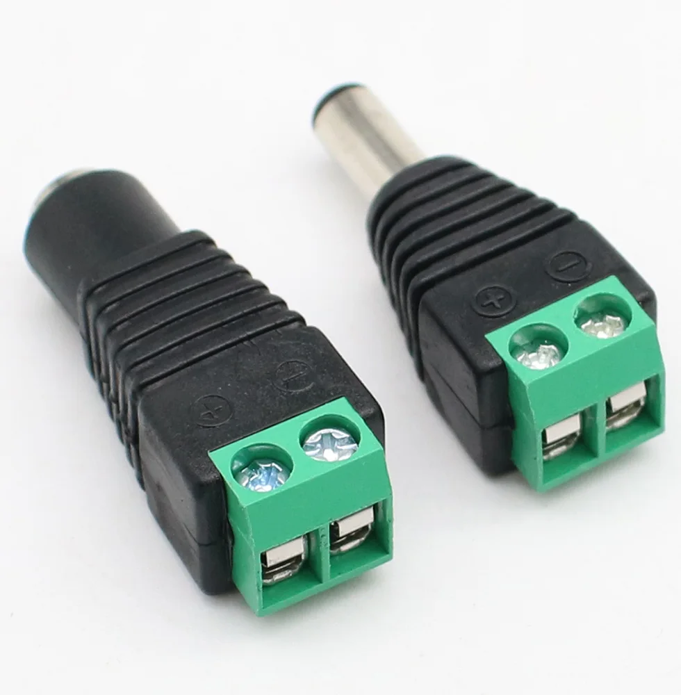 5 Set 10 pcs Cameras 2.1mm x 5.5mm Female Male DC Power Plug Adapter Jack Connector Socket green |