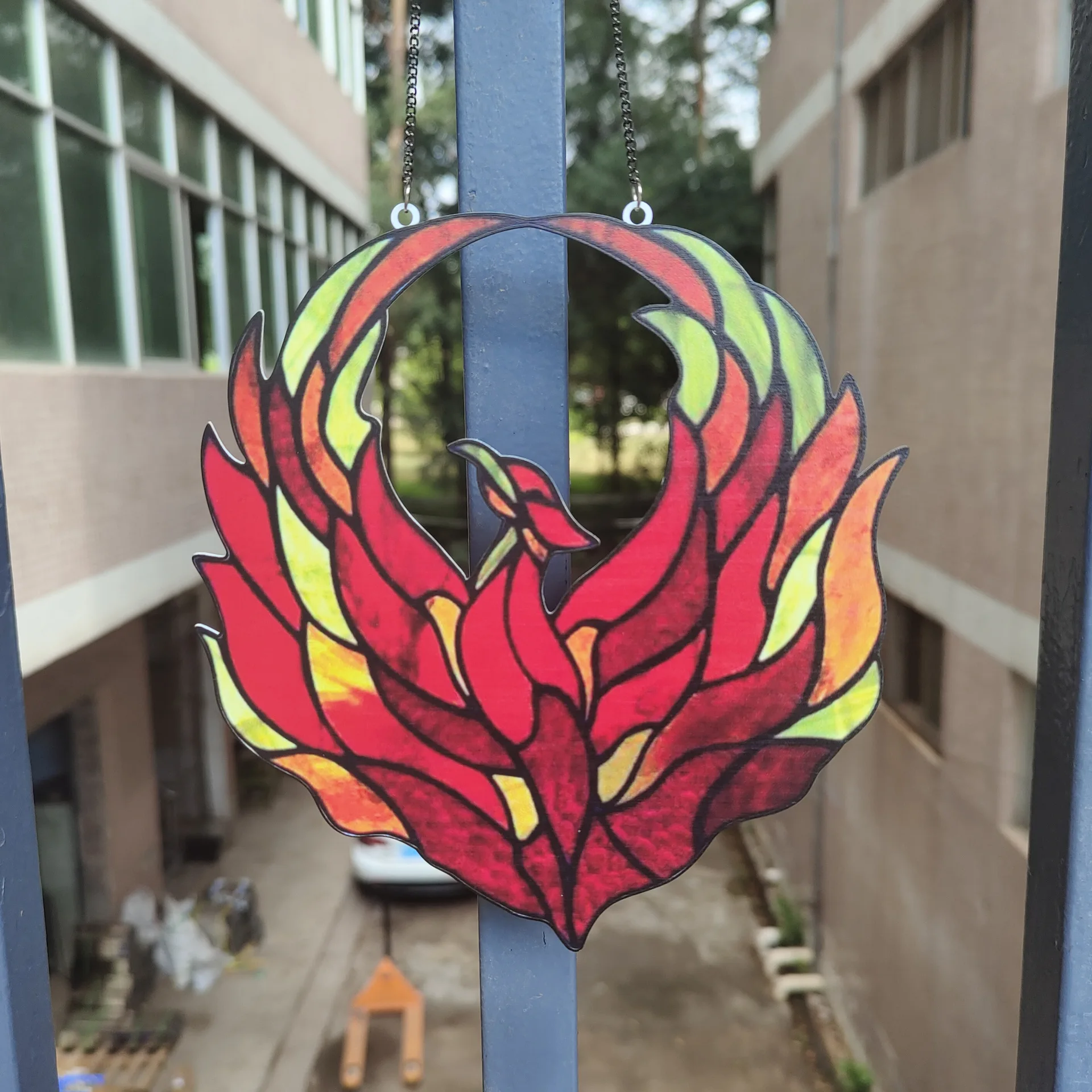 

Огонь феникс подвеска Украшение огонь феникс окрашенные цветные окна украшение для дома огонь Феникс Подвеска Декор комнаты