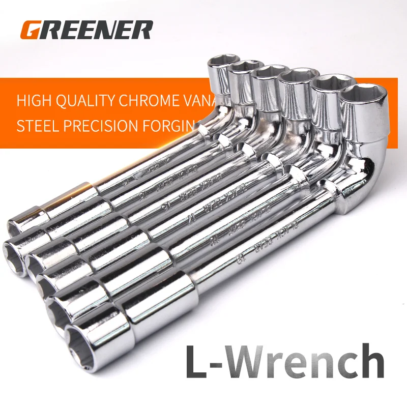 GREENER Cross Wrench Car Tire L Type Socket Wrenches Set Changing Tool Universal Extended Socket Perforation Elbow Spanner Hand