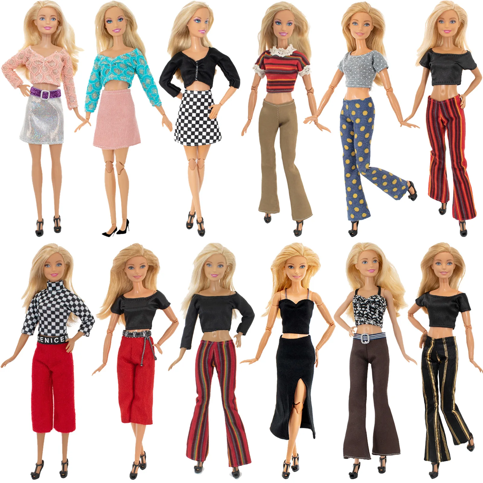

30cm Barbies Doll Clothes Handmade Dress Fashion Set Tops Pants For 11.5Inch Girl&1/6 BJD Dolls Children's Toys Gift Accessories
