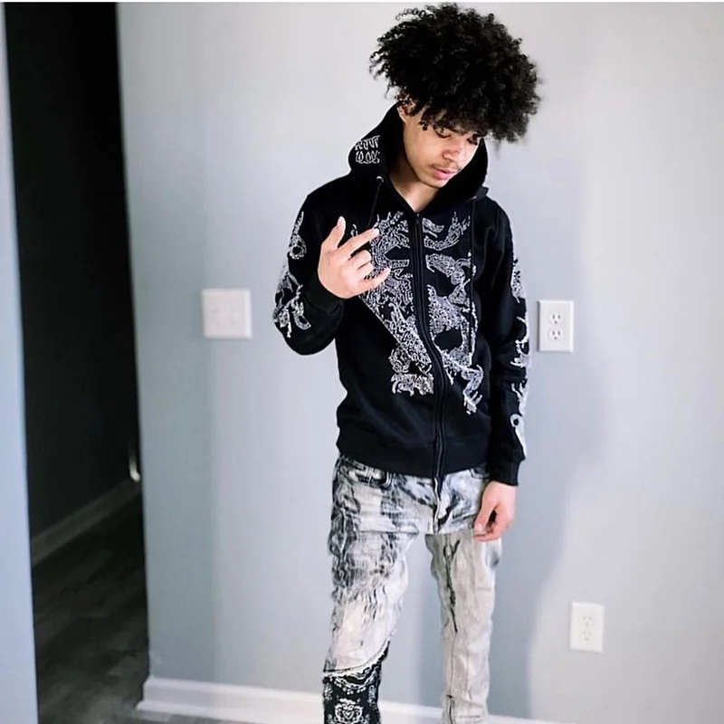 

Мужская толстовка с длинным рукавом и принтом Y2k, осенняя Повседневная модная толстовка на молнии, спортивная одежда в стиле хип-хоп, толсто...