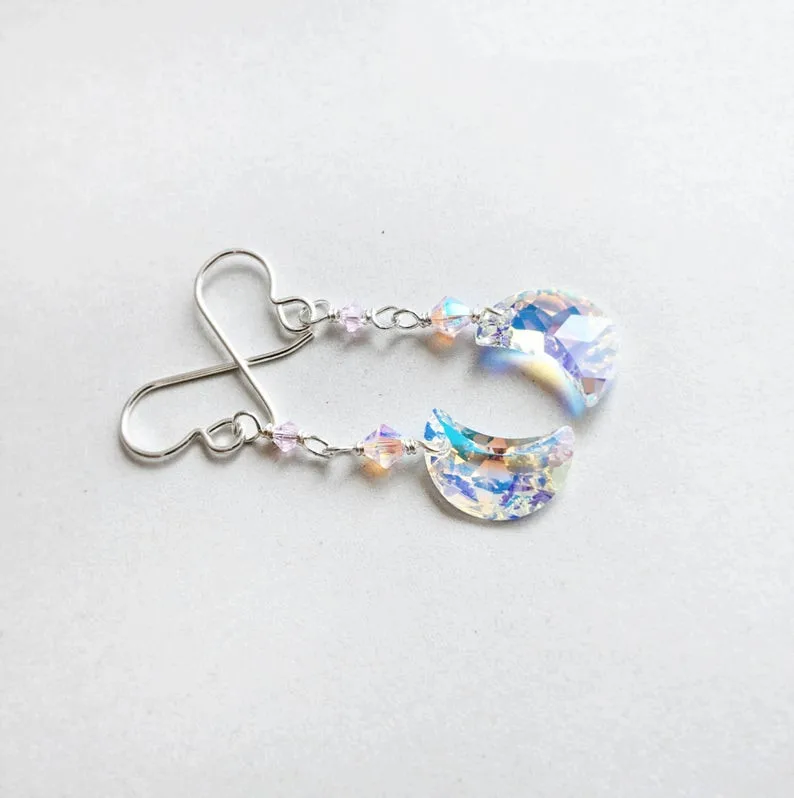

New Hot Sale Moon Earrings Sparkling Crystals Kawaii Cute Girl Gifts Everyday Earrings Cute and Exquisite Earrings