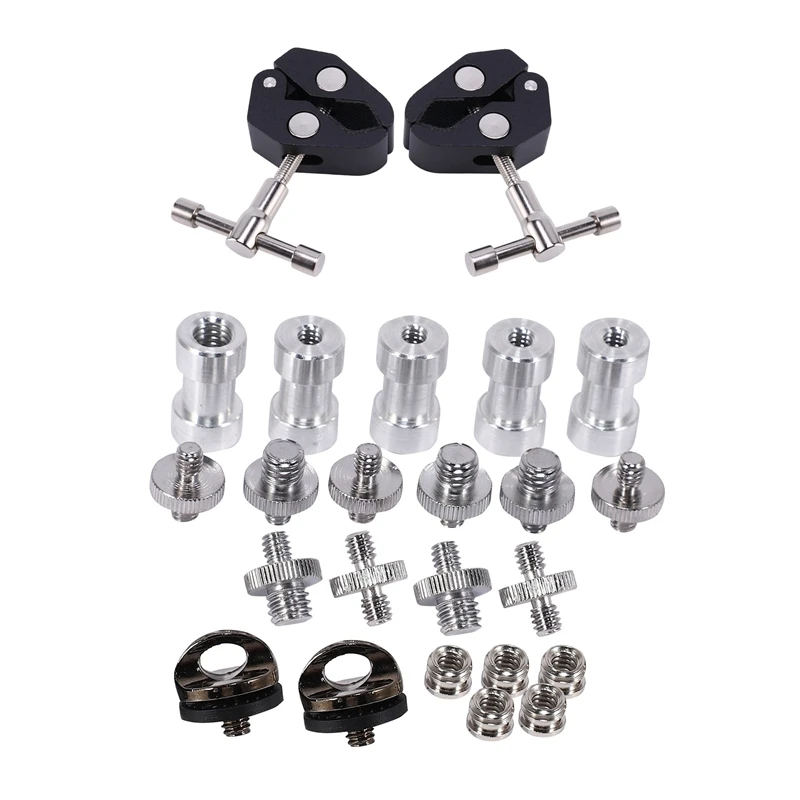 

2 Pcs Super Clamp Crab Clamp With 22 Pcs Converter Threaded Screws Adapter Mount Set