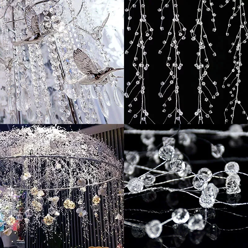

NEW2022 100-150cm Acrylic Crystal Beads Curtain Garland Wedding Decoration Branch String Crystal Bead Party Decor Wedding Party