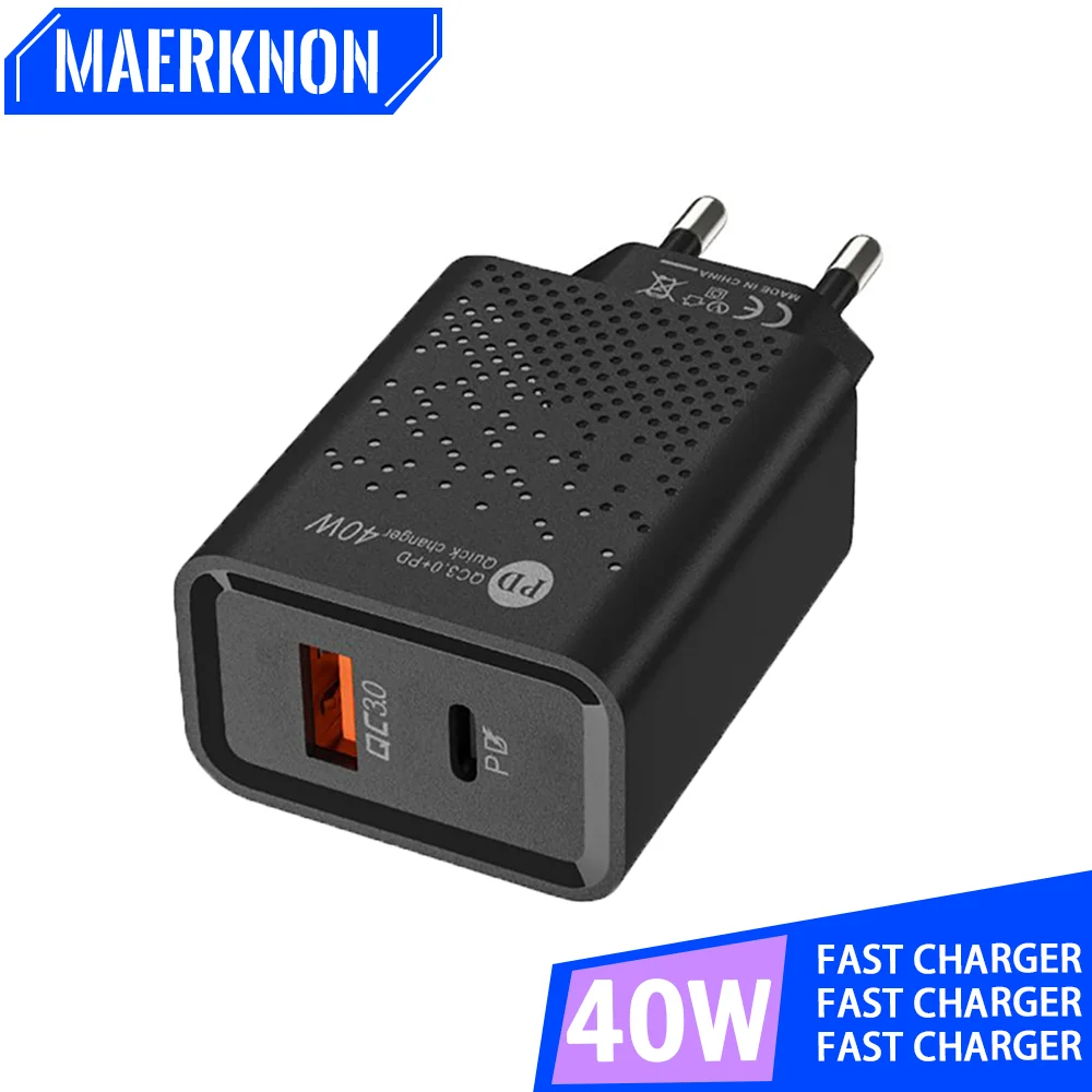 

USB PD Charger 40W Fast Chargers PD QC3.0 Quick Charging For iPhone Samsung Xiaomi Huawei Vivo OPPO Mobile Phone Wall Chargers