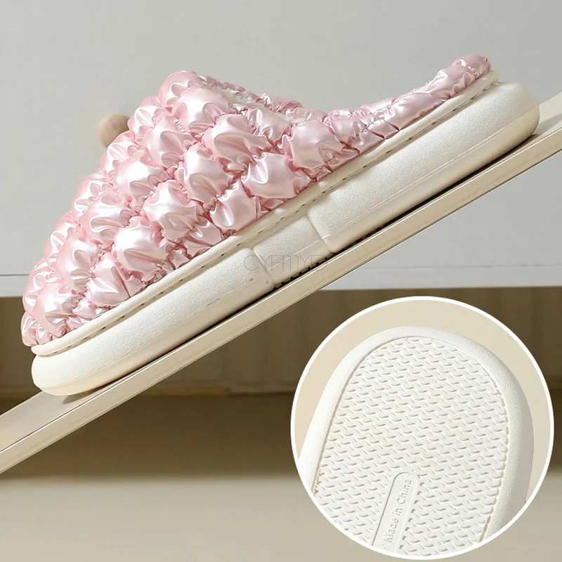 Winter Home Slippers for Women Down Cloth Platform Soft Slippers Female Indoor Winter Shoes Plush Non-Slip Unisex House Slippers