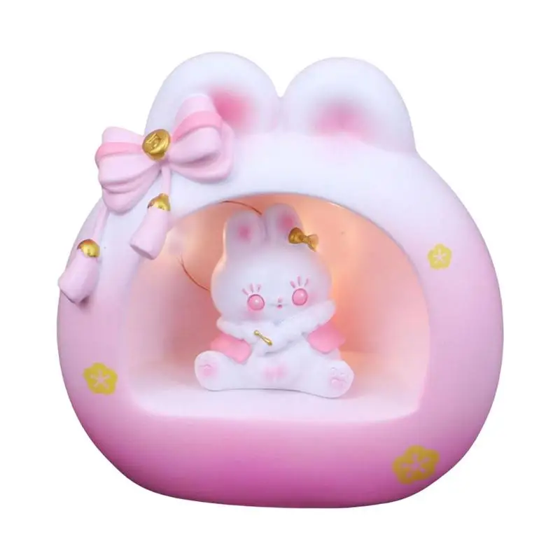 

Cute Bunny Nightlight Cute Bunny Portable Bedside Lamp Kawaii Cartoon Bunny Decorations Battery Operated Resin Night Light For