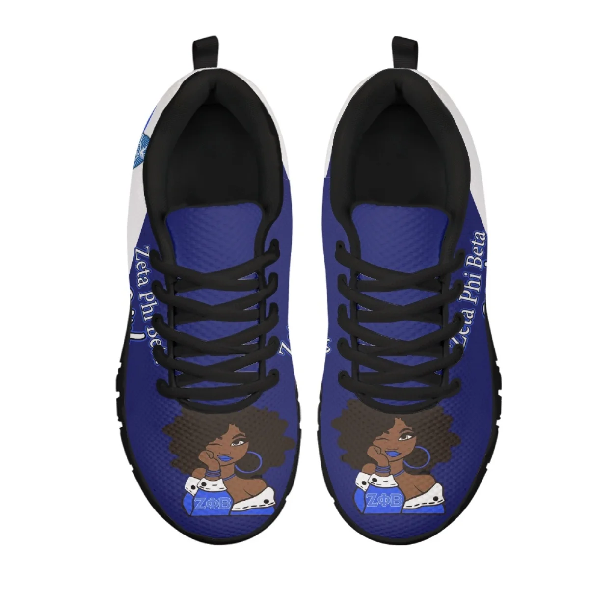 INSTANTARTS Fashion Zeta Phi Beta African Girls Print Breathable Lace-up Sneakers Casual Outdoor Flat Shoes for Women Men Tennis