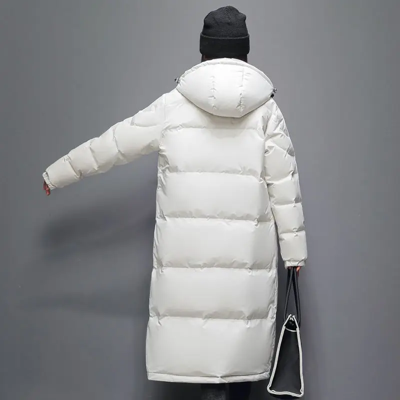 Winter Men's and Women's Down Jacket Women's Fashion Solid Color Over The Knee Long Couples Warm White Duck Down New Clothing enlarge