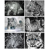 gatyztory pictures by number black and white leopard animal kits home decor painting by number drawing on canvas art gift diy