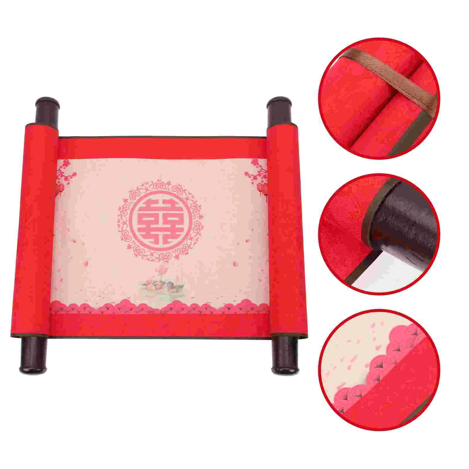 

Chinese Scroll Wedding Paper Vow Red Japanese Calligraphy Blank Rollenvelopes Chunlian Painting Certificate Hisher Favors Book