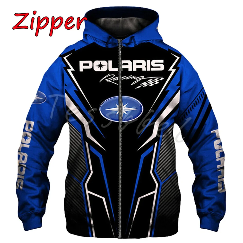 Polaris Racing feminino e masculino Rzr Top de capuz com zíper snowmobile jaqueta moda casual primavera outono v