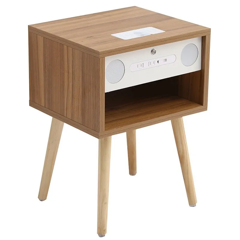 

Современный минималистичный умный прикроватный столик из цельной древесины, многофункциональный, Беспроводная зарядка, bluetooth, аудио