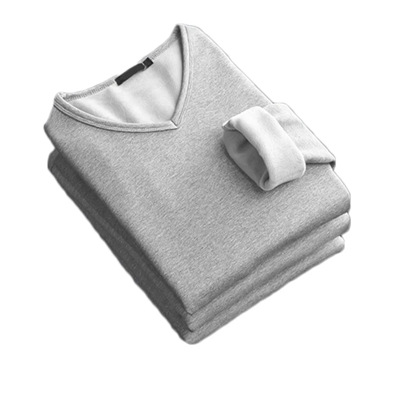 Alobee 2025 Мужская блузка Мягкая футболка винтажная с длинным рукавом V-образным