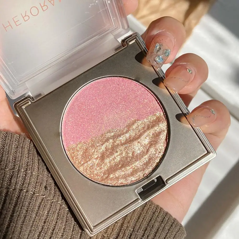 Двухцветный 3D рельефный хайлайтер пудра палитра косметика блестящая