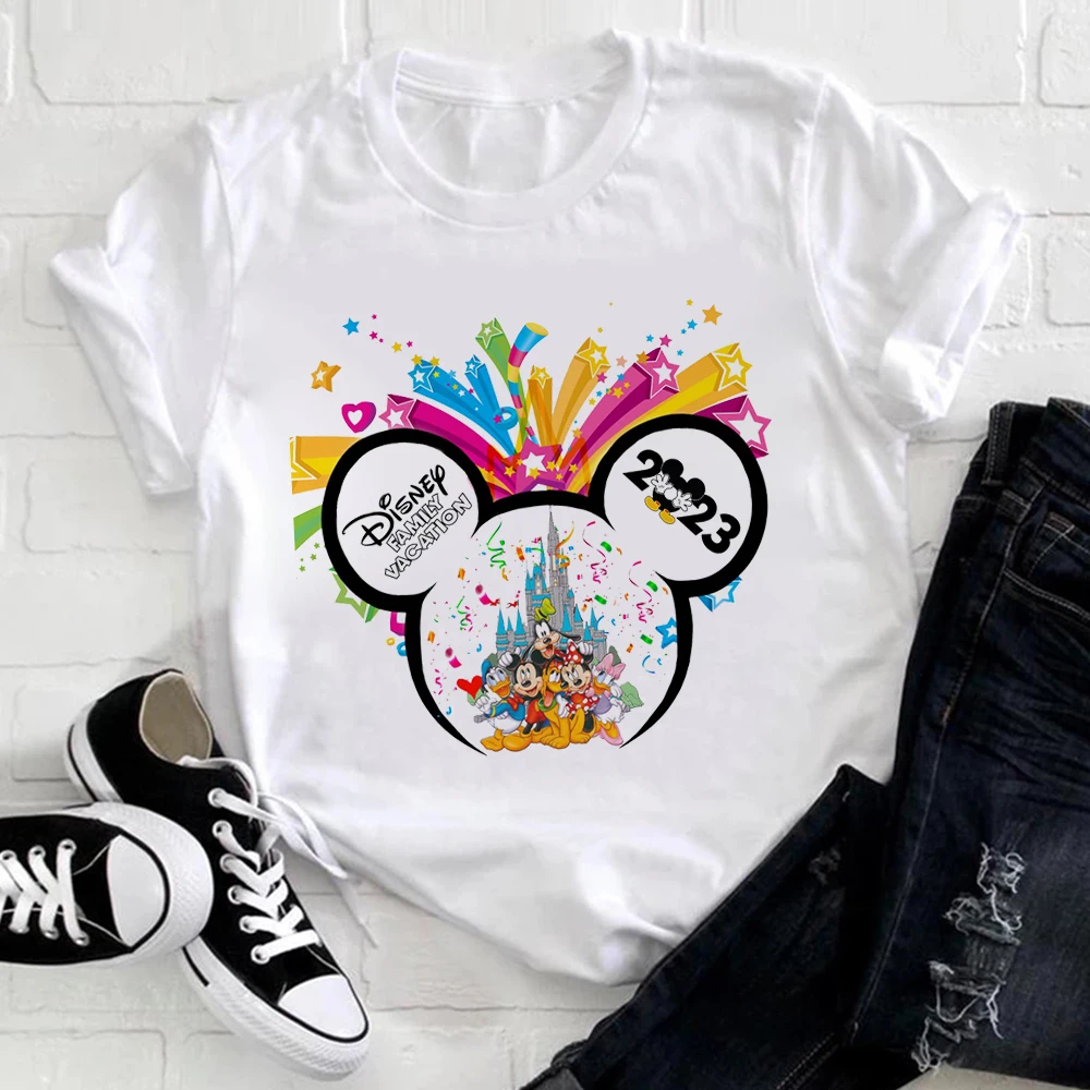 

Disney Family Trip 2023 T Shirt Print Women Tshirt Mickey Mouse Fashion Disneyland Casual Vacation Clothes Mother T-shirts