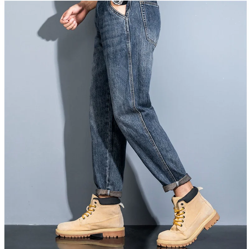 Streetwear Men Vintage Recreational Blue Jeans 2022 Fashion New Pattern Versatile Loose Straight Cylinder Trousers Autumn Female