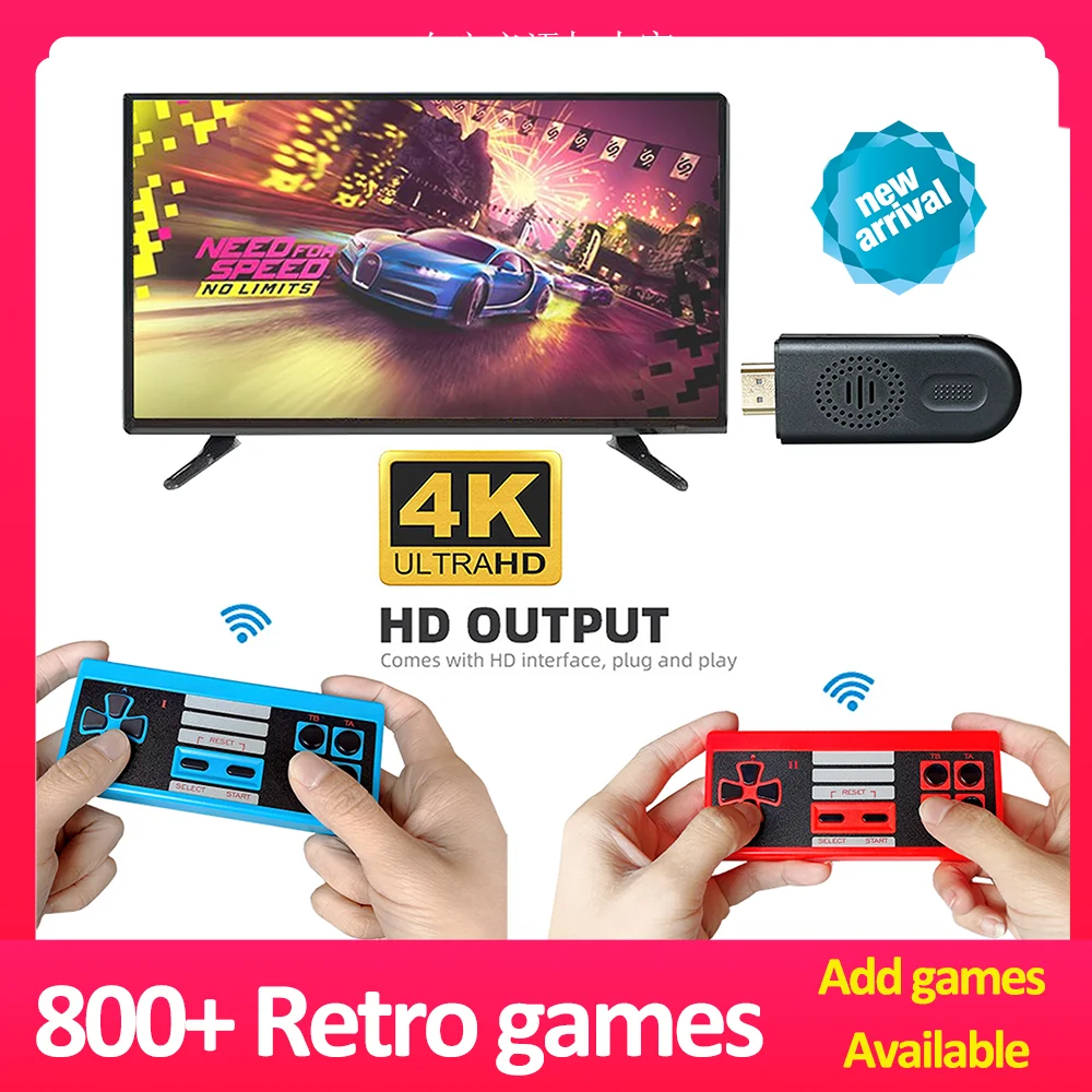 

PLAYGO Game Mini HD 2.4G Wirless Controller 4K Video Game Console Built In 1000 Retro Classic Games HD Output Consola De Juegos