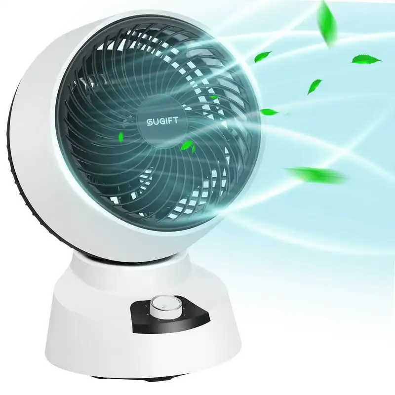 

Air Circulator Fan Energy Efficient Ultra Quiet 50°Auto Oscillation Fan 3 Speed for Room Office Dorm, White