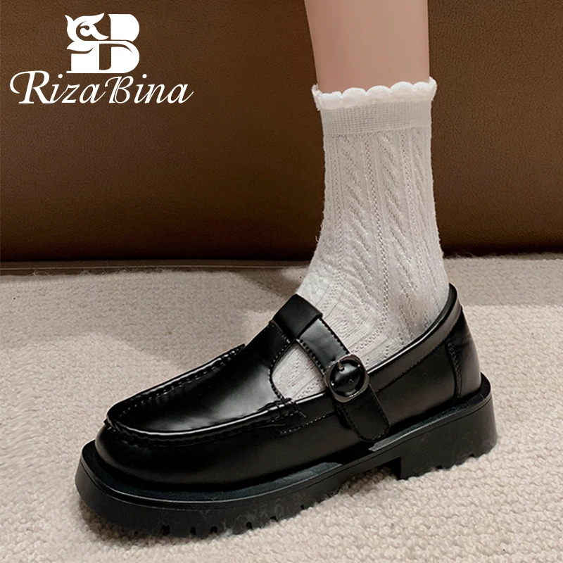 

RIZABINA New Arrivals Women Shoes 2023 Real Leather T-Strap Spring Shoes For Woman Vacation Ladies Footwear Size 34-39