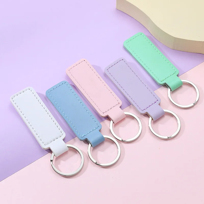 Free Custom Letters  DIY Gift Personalized Initials PU Leather Key Cover Holders Family Door keyChain