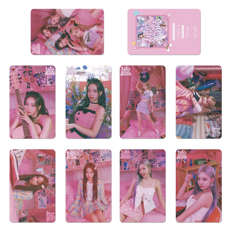 

9Pcs/Set Kpop Aespa New Album Lifes Too Short Photocards Lomo Cards Self Made Postcards Fans Collection Gift