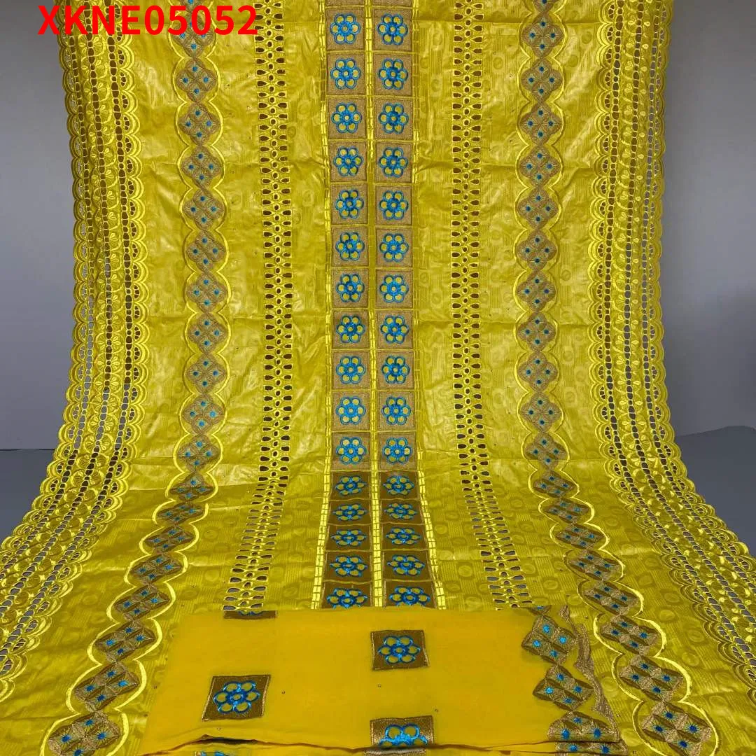 

2022 Nigeria New Cotton Perforated Bazin Gorgeous Africa Senior Magic Size 5+2 Bridal Fabric Textiles XKNE05052