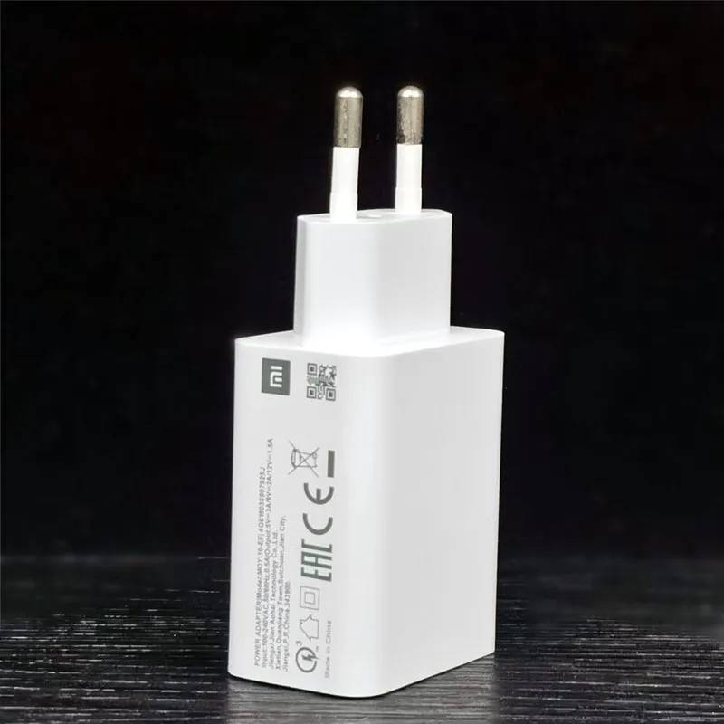 18W Fast Charger Xiaomi EU Adapter Original QC 3.0 Quick Charge Genuine Usb Type C Cable For Redmi Note 7 8 Pro 9s 10 POCO M3 MI