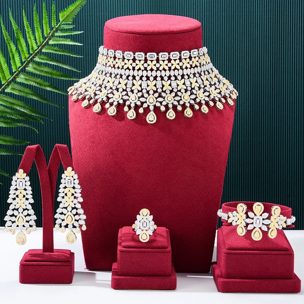 GODKI Роскошные комплекты африканских украшений с перьями и листьями ожерелье