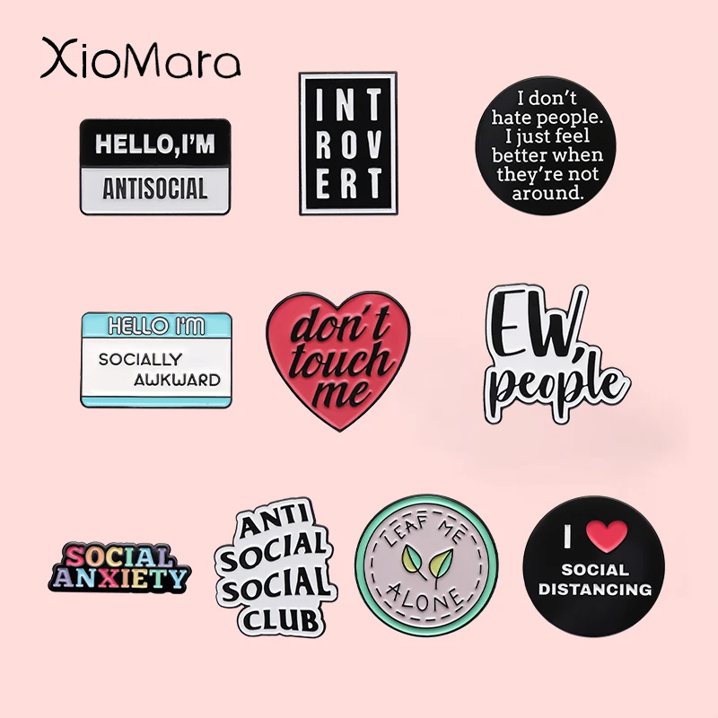 

Hello I'm Antisocial Socially Awkward Enamel Pin Social Anxiety Club Mental Health Brooch Lapel Badge Jewelry Gift For Friends
