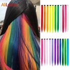Alileader синтетические волосы с одним зажимом, 20 дюймов, один зажим для наращивания волос, красочные синтетические зажимы, более прочные прямые
