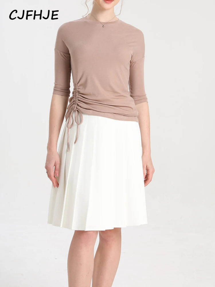 CJFHJE Новый женский однотонный комплект с юбкой летний корейский Повседневный топ