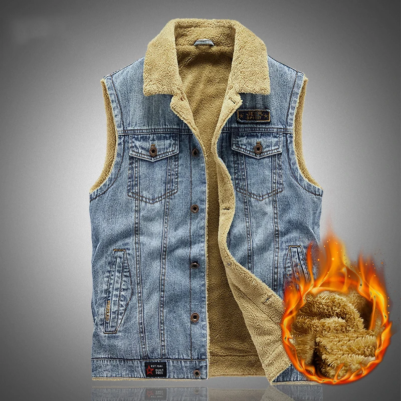 

Autumn Winter Fleece Vest Men Sleeveless Jacket Outdoor Casual Cotton Waistcoat Men Single Breasted Turn Down Collar Gilet Homme