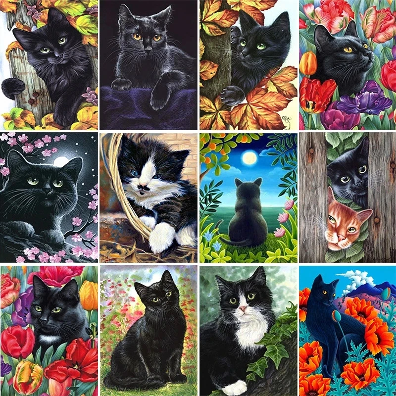 

Diamond Painting Black Cat 5D DIY Embroidery Mosaic Handmade Full Square Drill Animal Pictures Cross Stitch Kit Home Decor