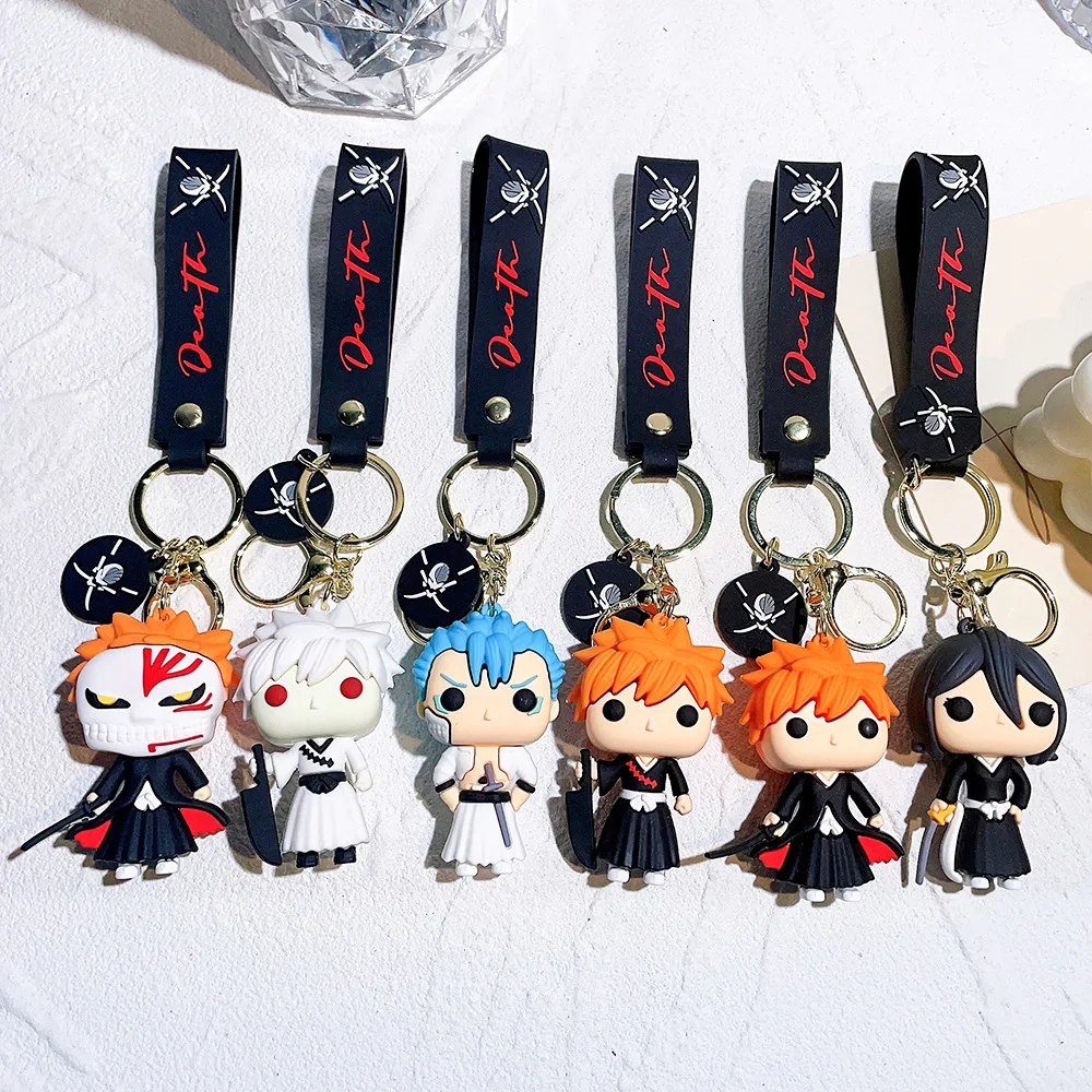 

Anime Bleach Keychain Cartoon Figure Kurosaki ichigo Doll Pendant Key Chain Bag Car Keyring Cosplay Jewelry Accessories Gift