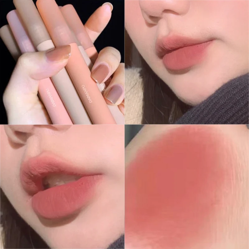 

6 Colors Nude Liquid Lipsticks Waterproof Velvet Matte Lip Gloss Long Lasting Non-stick Cup Lip Tint Makeup Pigment Cosmetics