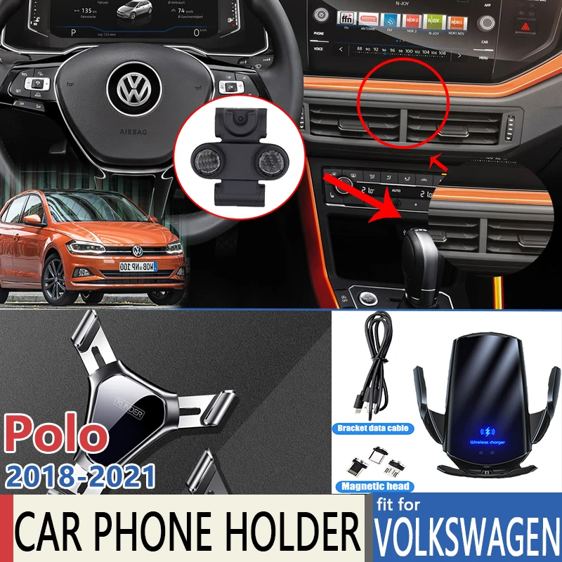New Car Mobile Phone Holder for Volkswagen VW POLO MK6 AW 2018 2019 2020 2021 Stand Telephone Bracket Air Vent Auto  Accessories