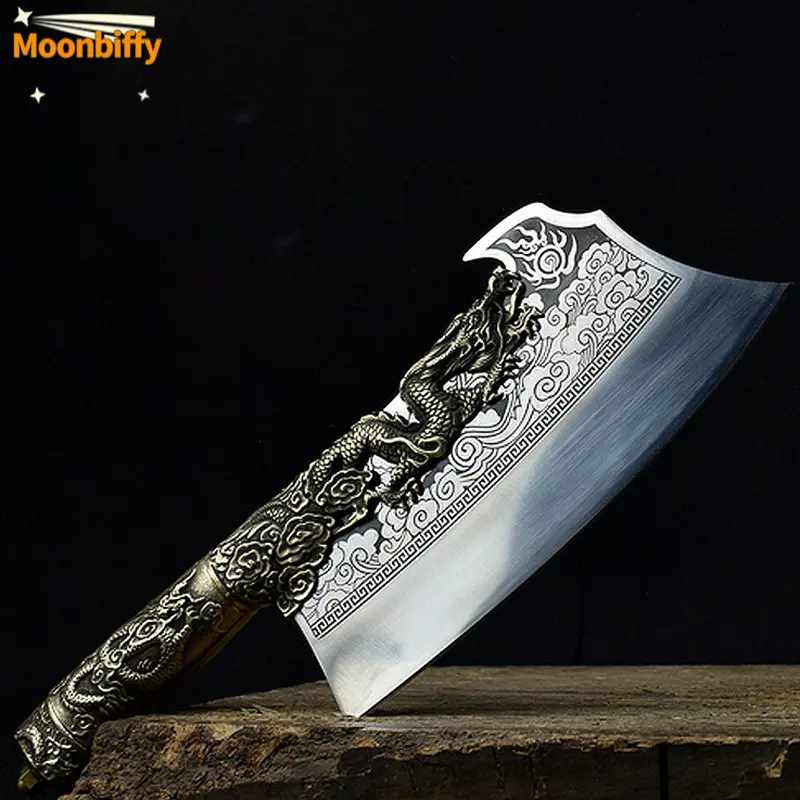 

9-дюймовый нож, измельчитель, нарезка, ручная работа, кузнечный нож Longquan, кухонный нож, медный брикет, Cuchillos De Cocina, нож в подарок