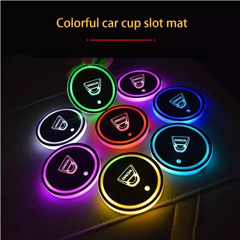 

Car Water Cup Coaster Holder 7 Colorful Charging Car Atmosphere Light For Dacia Logo Duster Logan Sandero Stepway 2 Dokker Lodgy