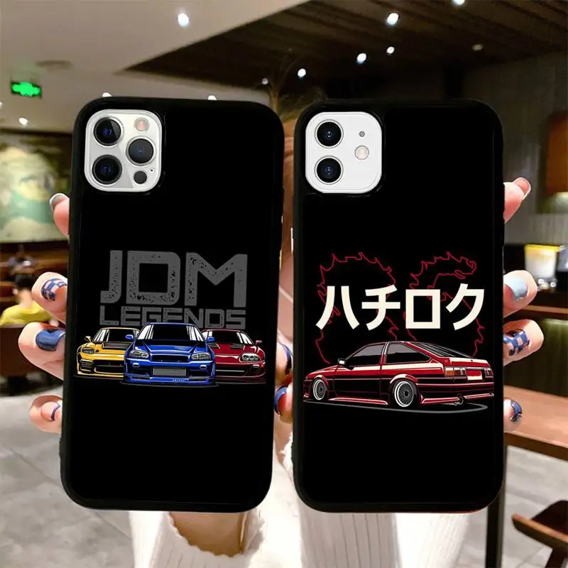 

sports car jdm drift Phone Case Silicone PC+TPU Case for iPhone 11 12 13 Pro Max 8 7 6 Plus X SE XR Hard Fundas