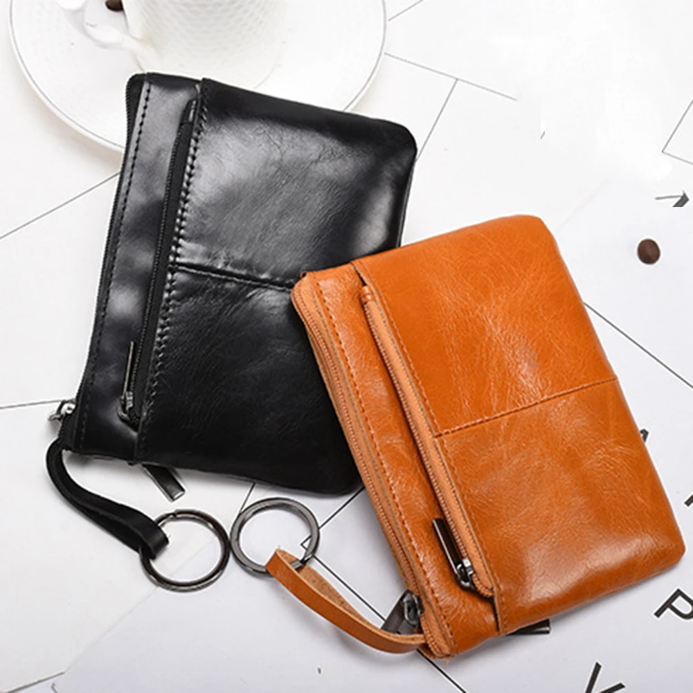 

Мини-кошелек из натуральной кожи для мужчин и женщин, бумажники на молнии, Женский держатель для монет, кредитных карт