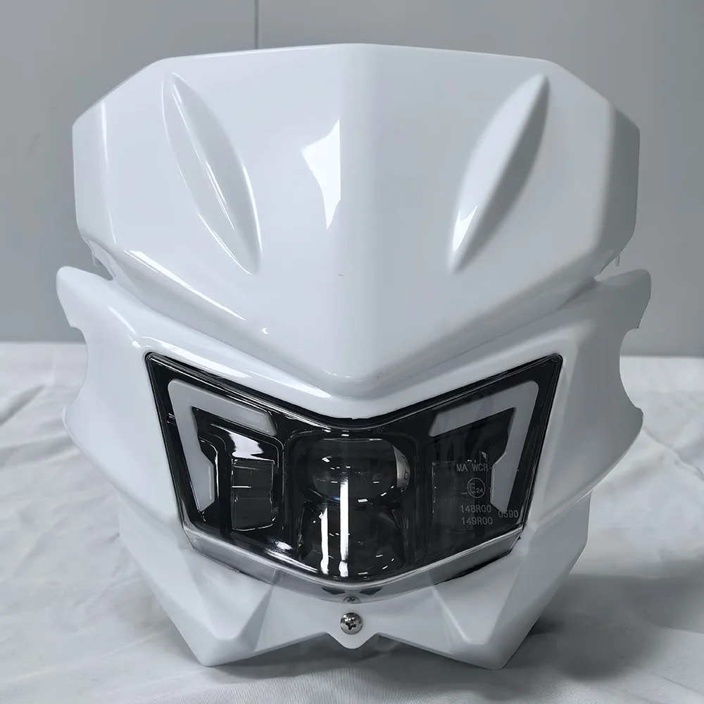 Фото Светодиодная фара с ДХО для мотоциклов Kawasaki KLX125 D-Tracker, KLX150, KLX 125, 150 (2010-2016), в сборе, E24, 23007-0146 №1