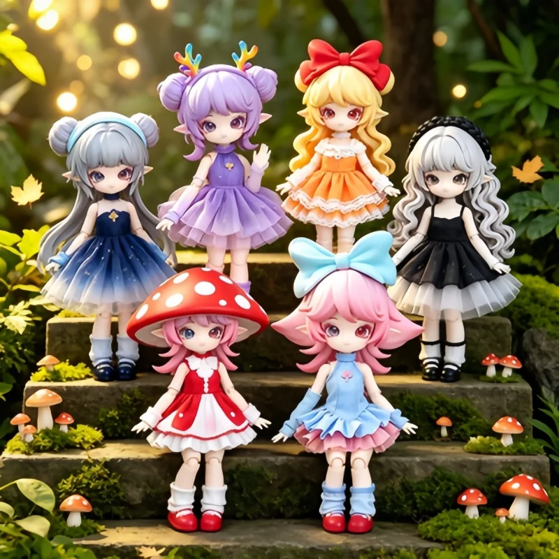 Фото Горячая новинка: Оригинальная коллекционная фигурка-сюрприз Mogo Bloom Mushroom Blind Box 1/12 BJD, шарнирная кукла-фигурка, украшение, подарок на день рождения №2