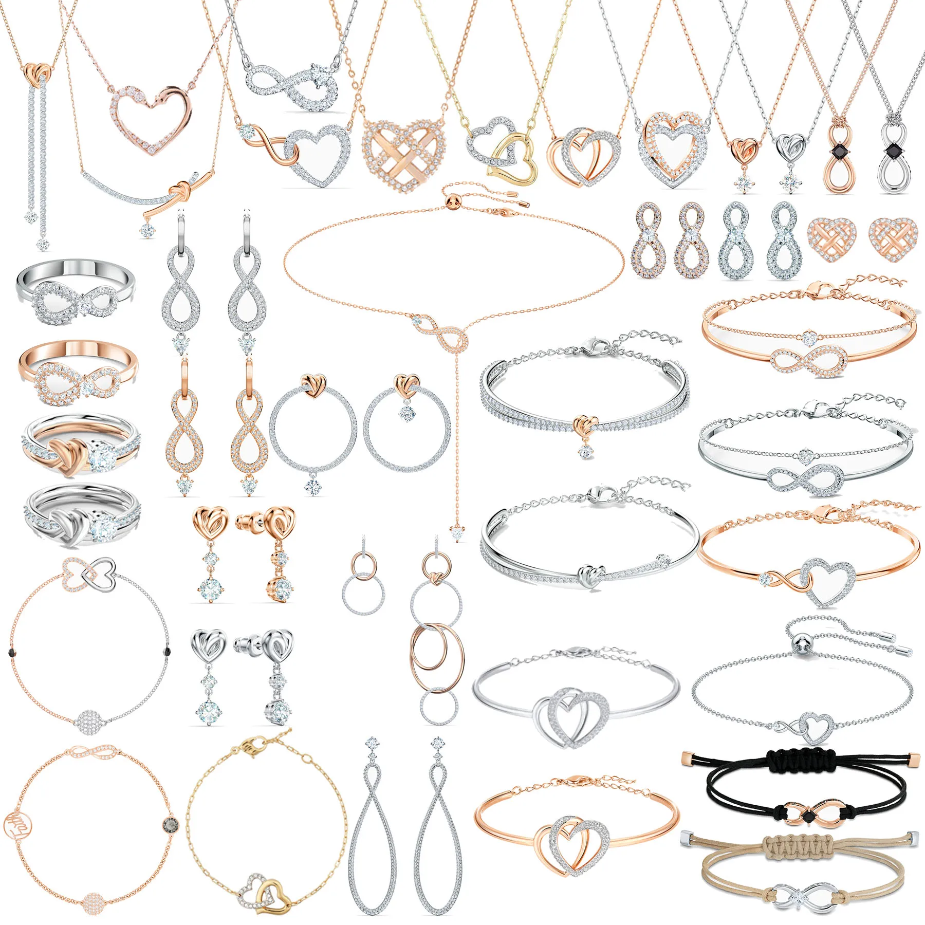 

SWA fashion jewelry, high-quality love series jewelry set, lucky 8 digital jewelry, women's Charm Earrings and necklaces