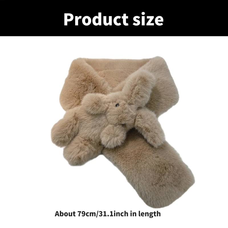 Зимний шарф с кроликом накидка на шею для активного отдыха шаль ветрозащитный