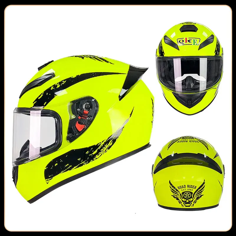 Мотоциклетный шлем на все лицо модульный с двойным козырьком в горошек